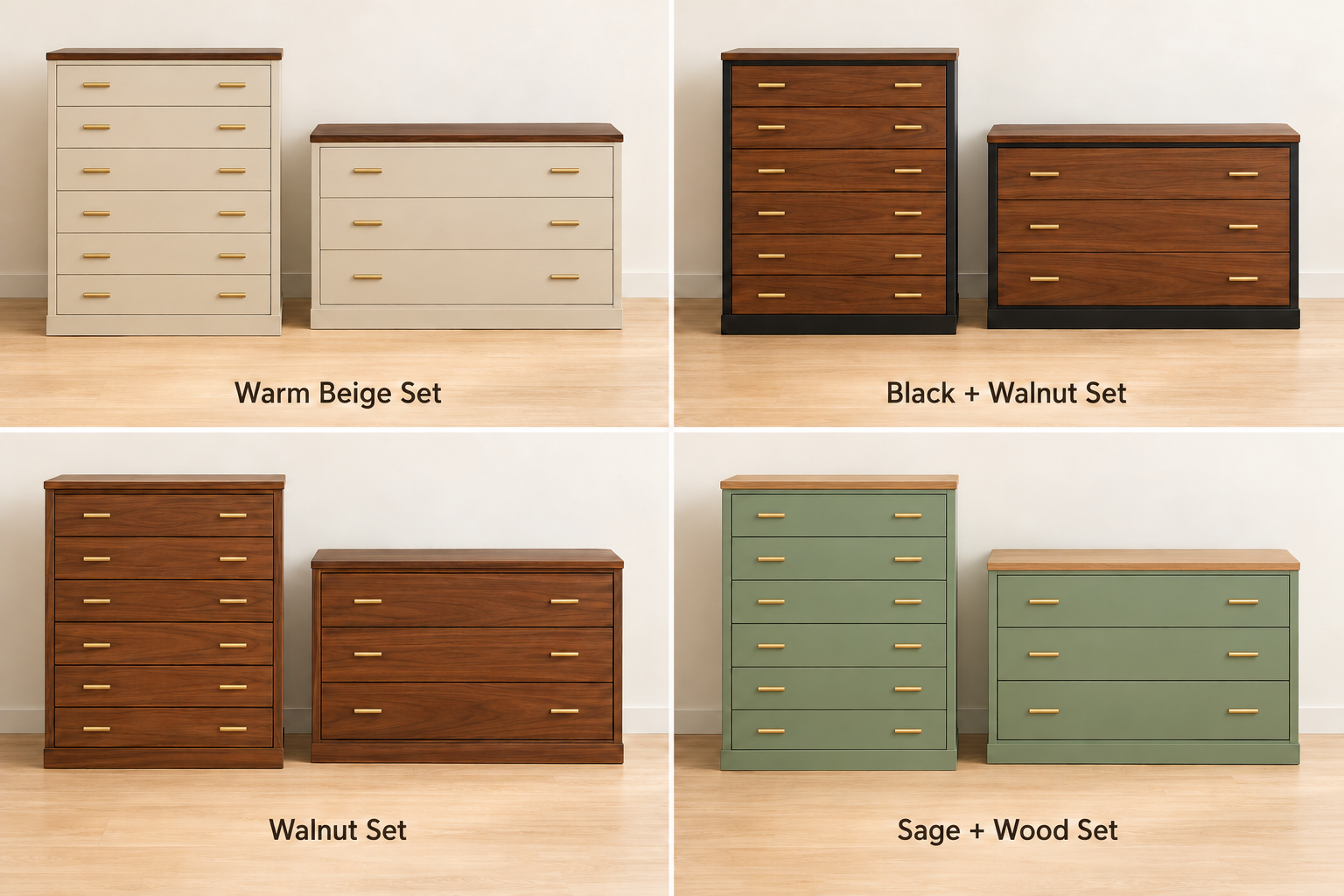 Tall Chest and Dresser Bedroom Set | Custom Painted Finish