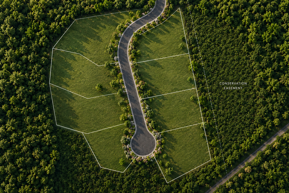 Photorealistic aerial master plan of The Enclave