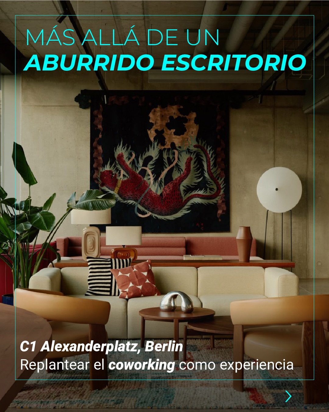 El coworking aburrido ya no existe.

C1 Alexanderplatz, Berlin, lo demuestra: cuando el espacio est&aacute; bien dise&ntilde;ado, trabajar se siente diferente. Biblioteca, caf&eacute;, gimnasio, cine, salas de reuni&oacute;n. Cada zona responde a una