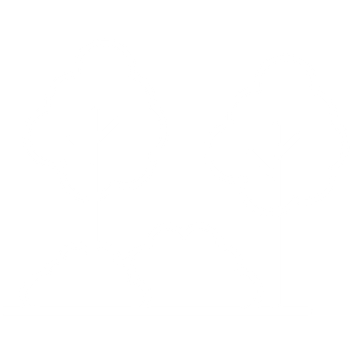 Zwei Bäume mit Büsche im Vordergrund, einfache Linienzeichnung, schwarzer Hintergrund.