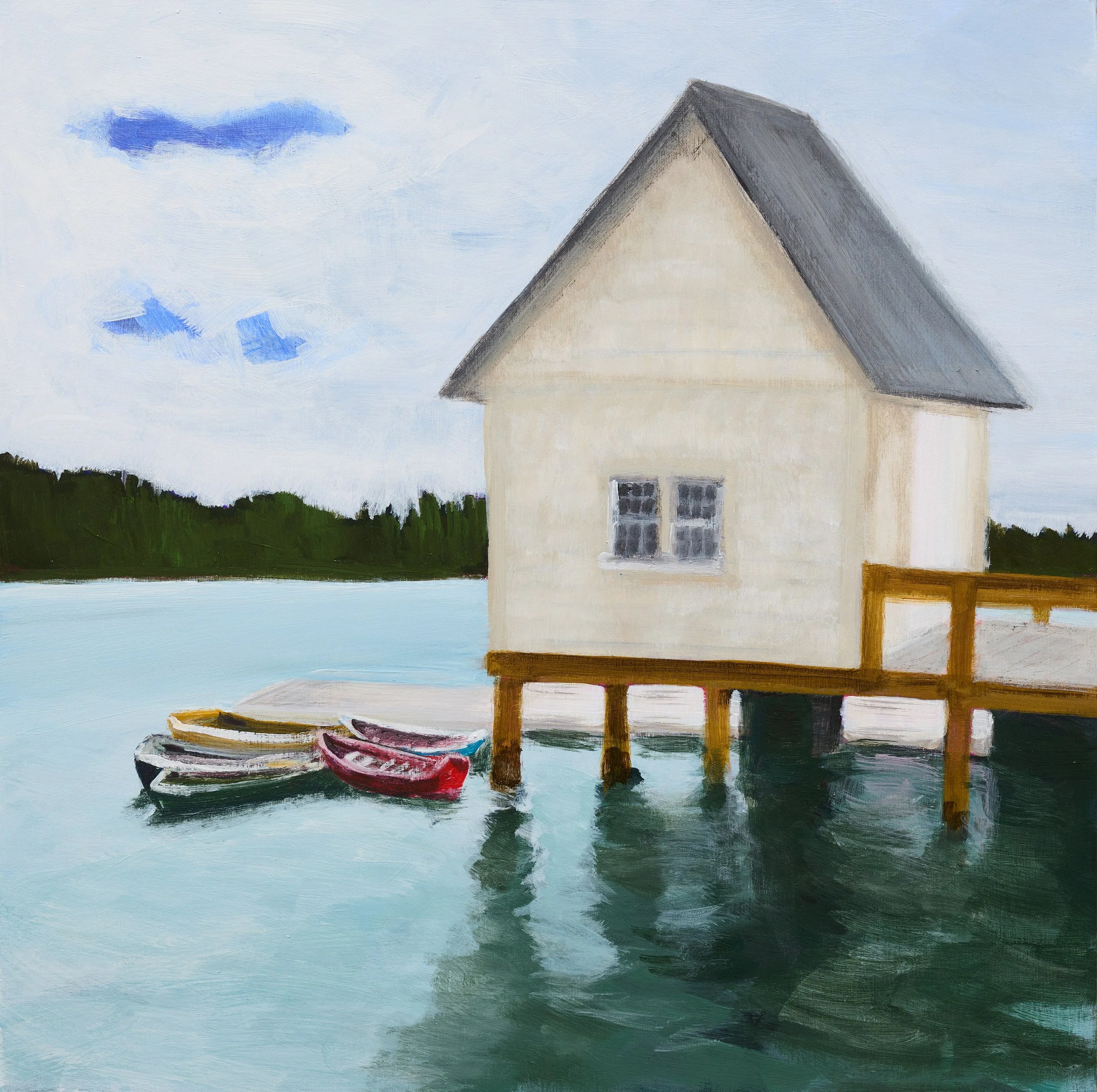 BROOKLIN BOATHOUSE | 12" x 12" | ACRYLIC ON BIRCH PANEL | $400