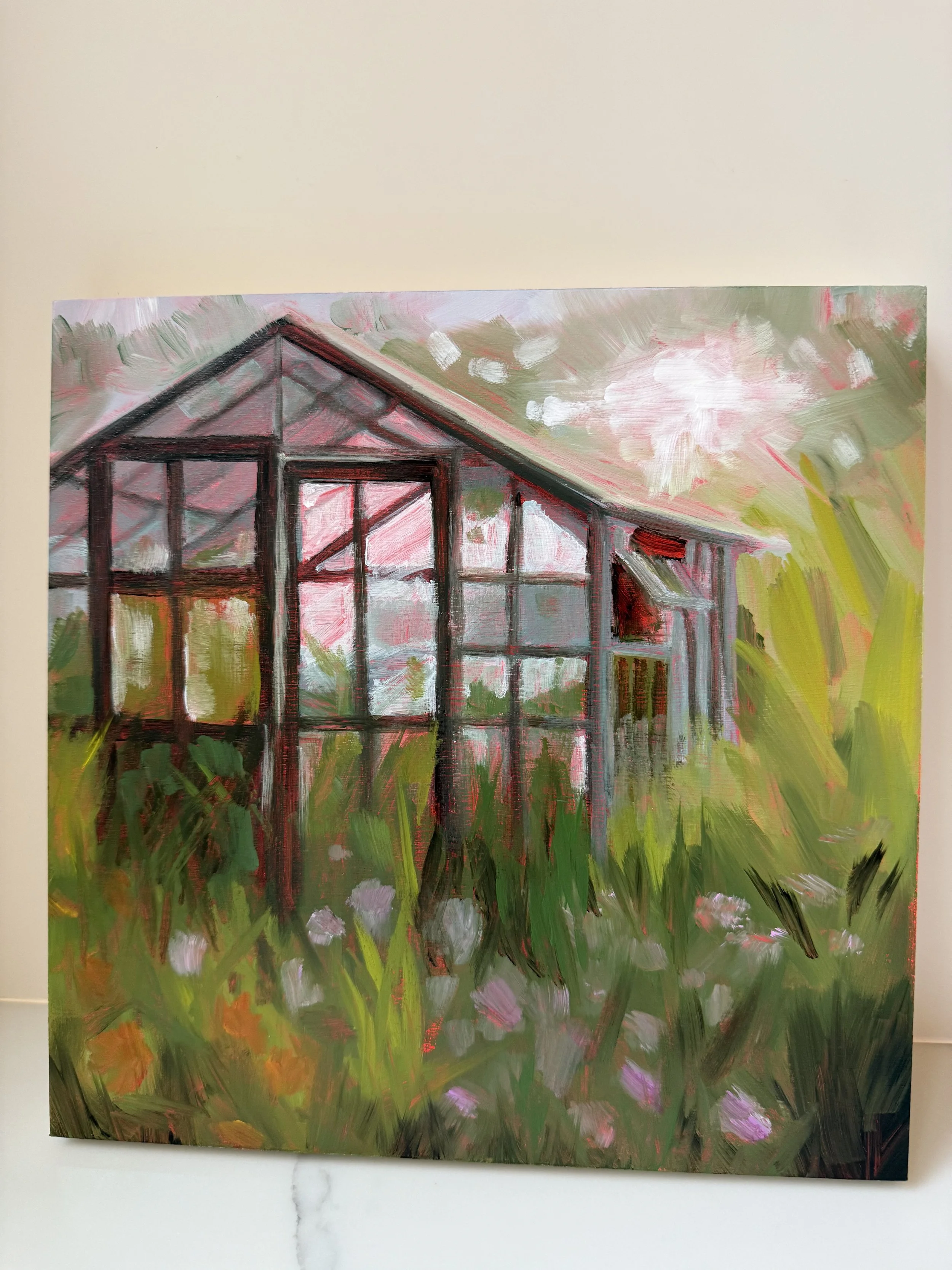 A PERFECT GREENHOUSE | 10" x 10" | ACRYLIC ON BIRCH PANEL | SOLD
