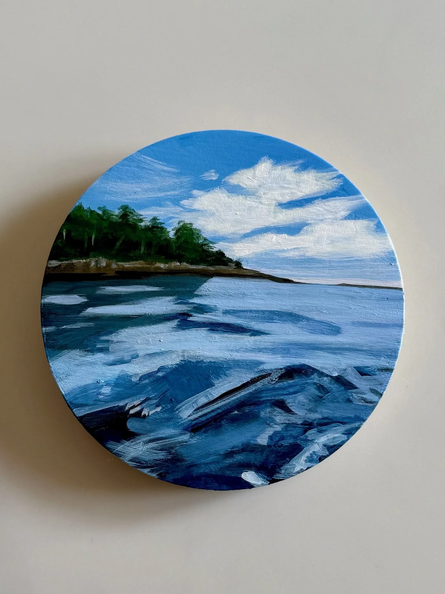 CLAPBOARD ISLAND | 6" ROUND | ACRYLIC ON BIRCH PANEL | SOLD