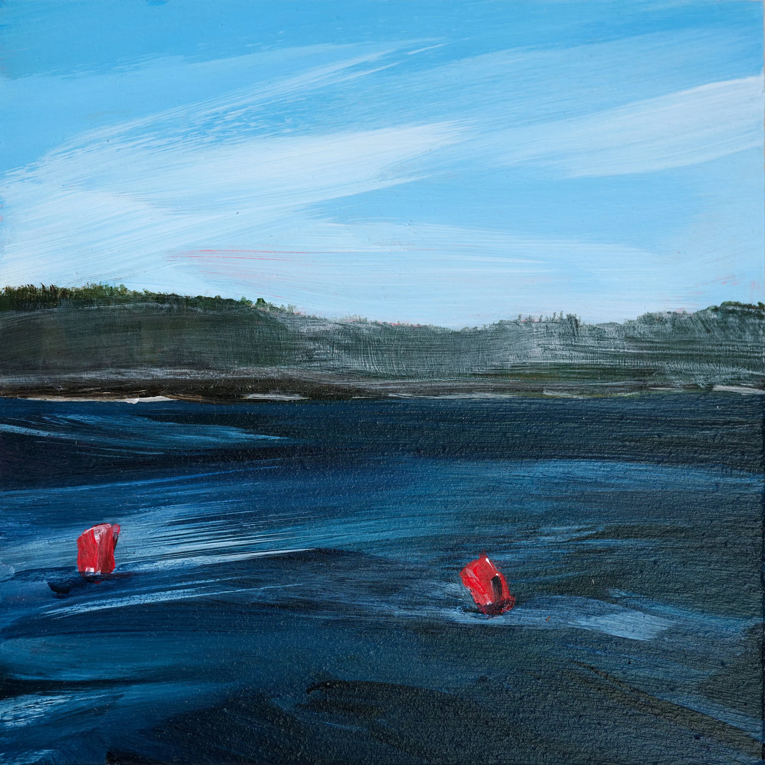 MERCHANT ISLAND IN THE FOG | 5" x 5" | ACRYLIC ON BIRCH PANEL | SOLD