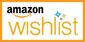 Amazon wishlist logo with orange border, black and orange text, and colorful star icons