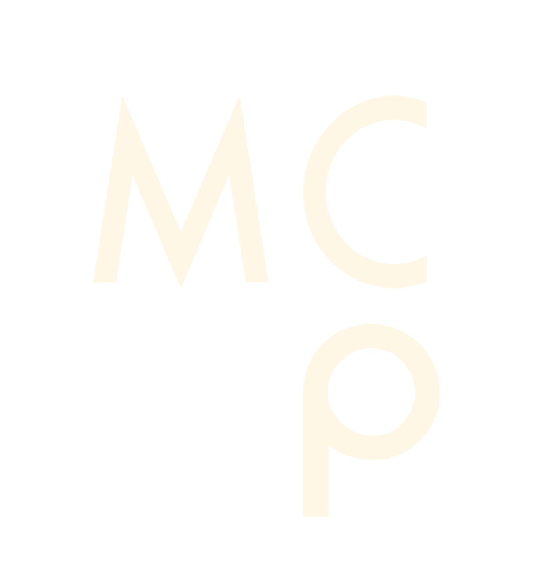 Black background with the white text 'MC P' arranged vertically and horizontally.