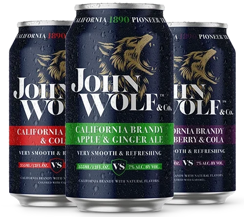 Three Cans of John Wolf & Co Cocktails