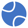 Blue and white tennis ball logo