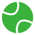 Green tennis ball with a yellow line pattern