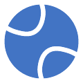 Blue and white tennis ball logo