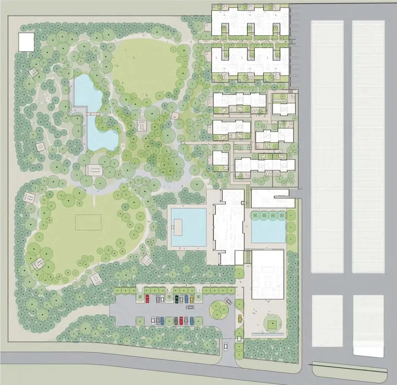 Rendered landscape site plan of private retreat and park, China