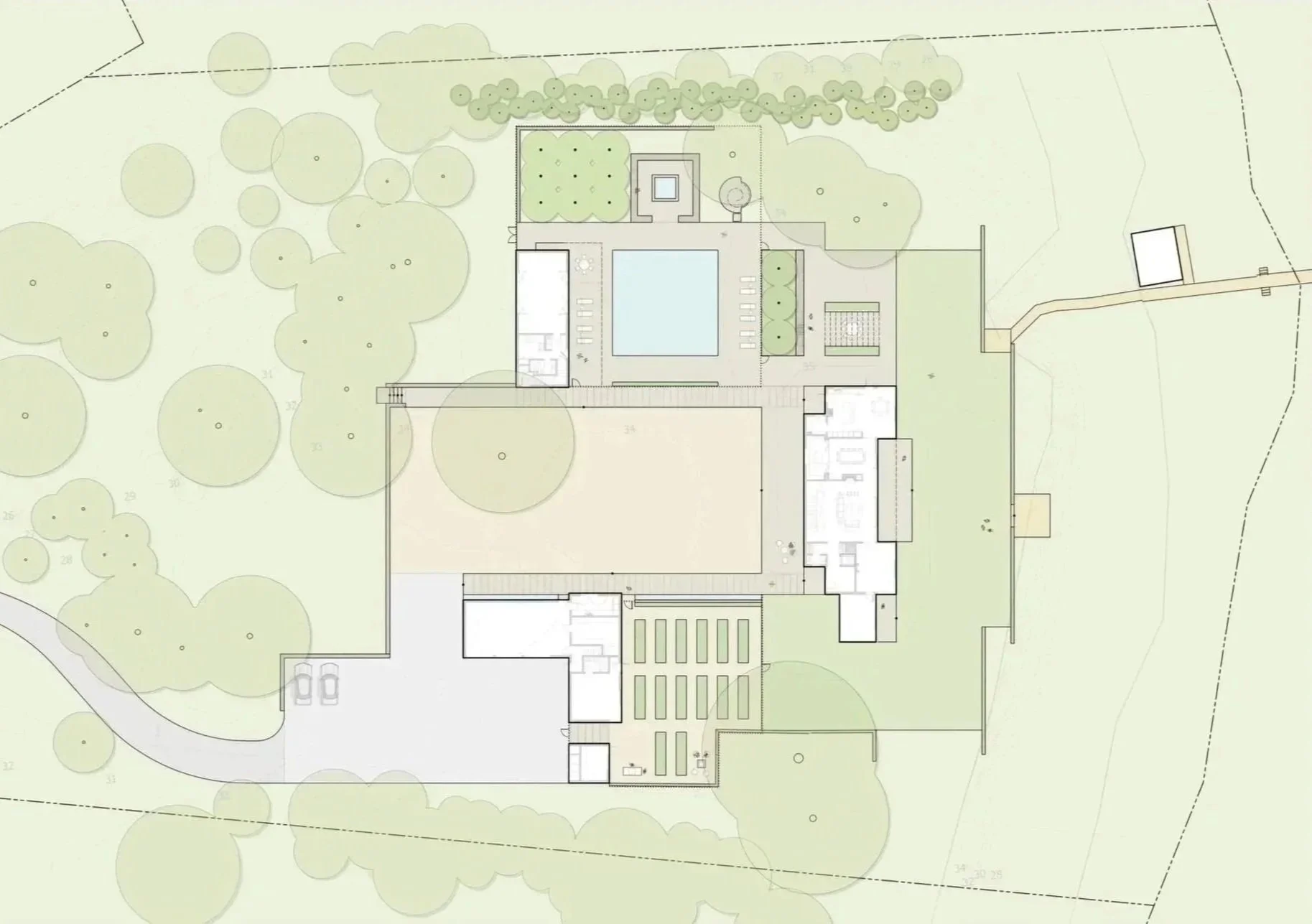 Landscape site plan, family compound, coastal Massachusetts.