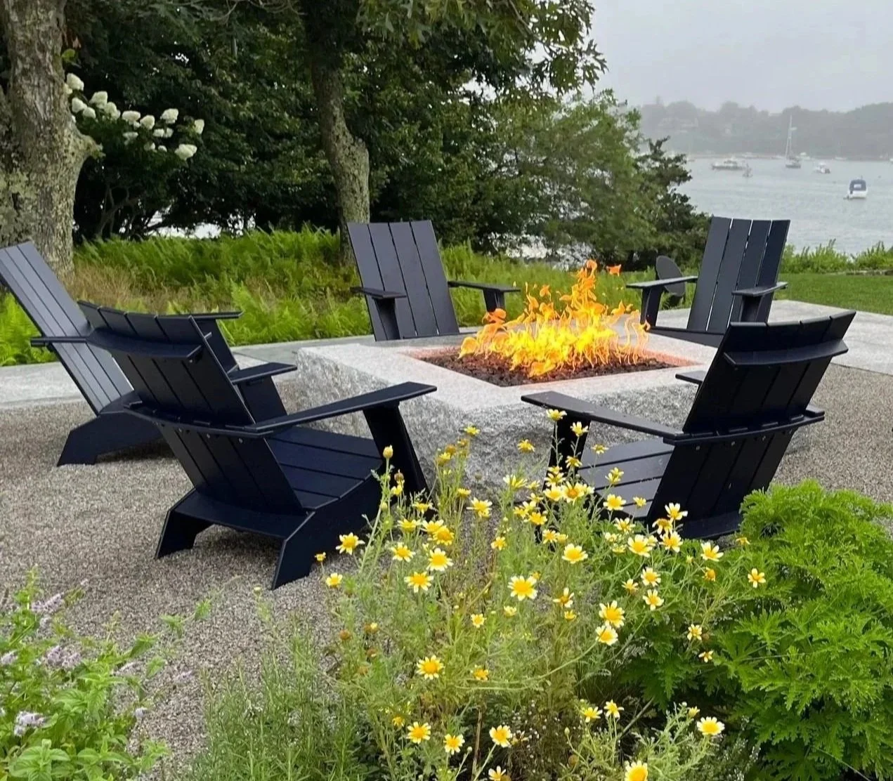 Fire pit at family compound, coastal Massachusetts.
