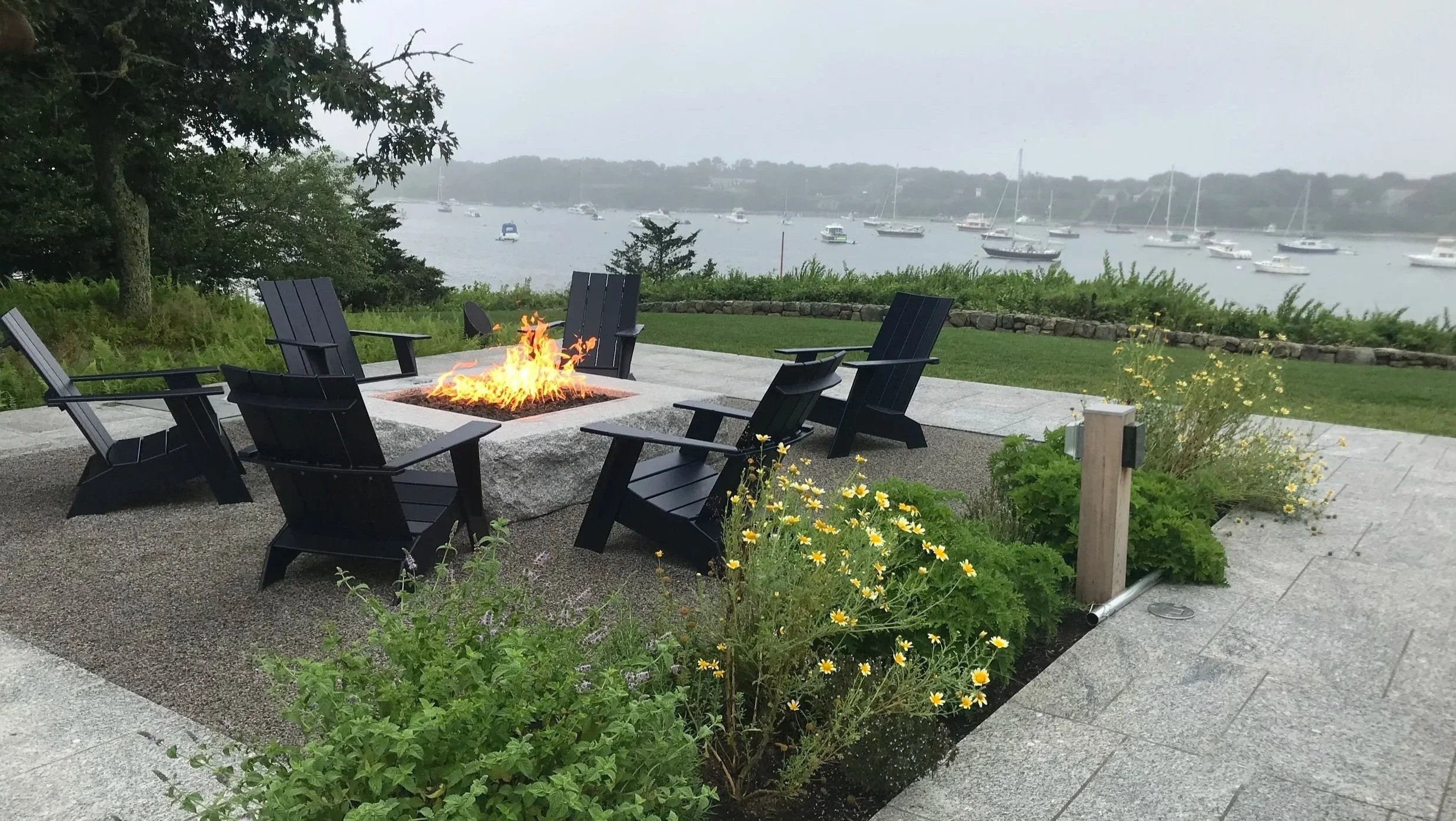 Fire pit at family compound, coastal Massachusetts.