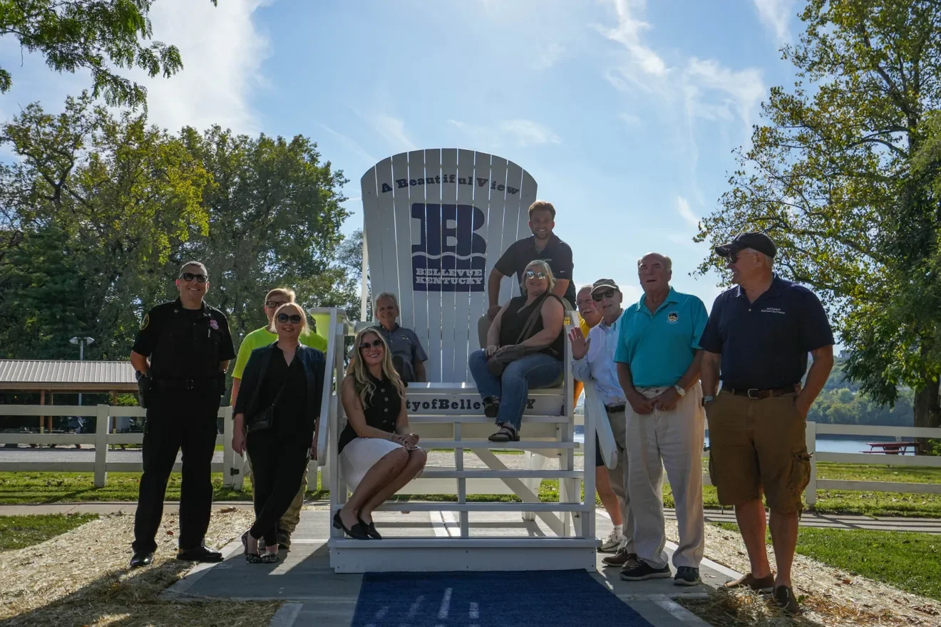 Signature Art Installation “A Beautiful View” features a Giant Beach Chair at Bellevue Beach Park