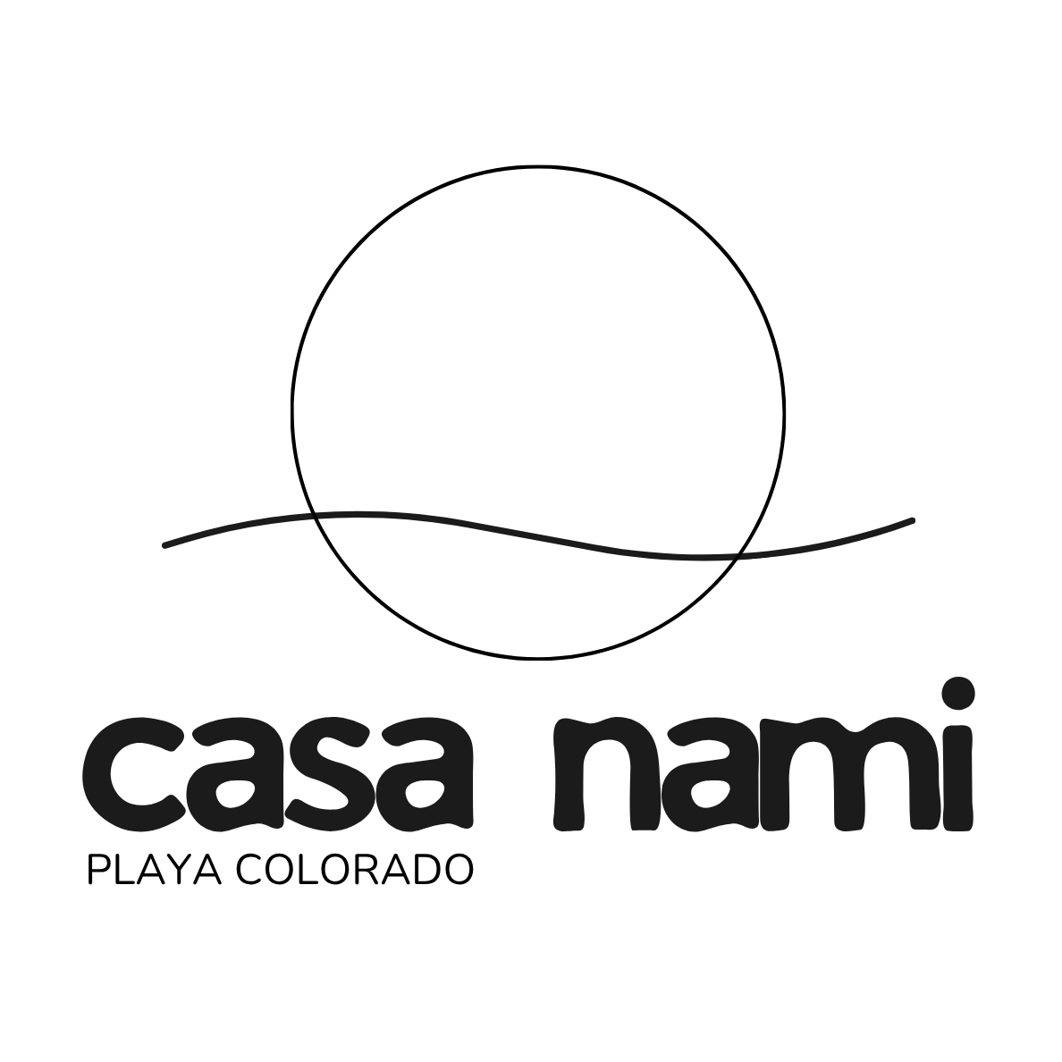 Logo with a house outline above the words "casa nami" in lowercase letters.