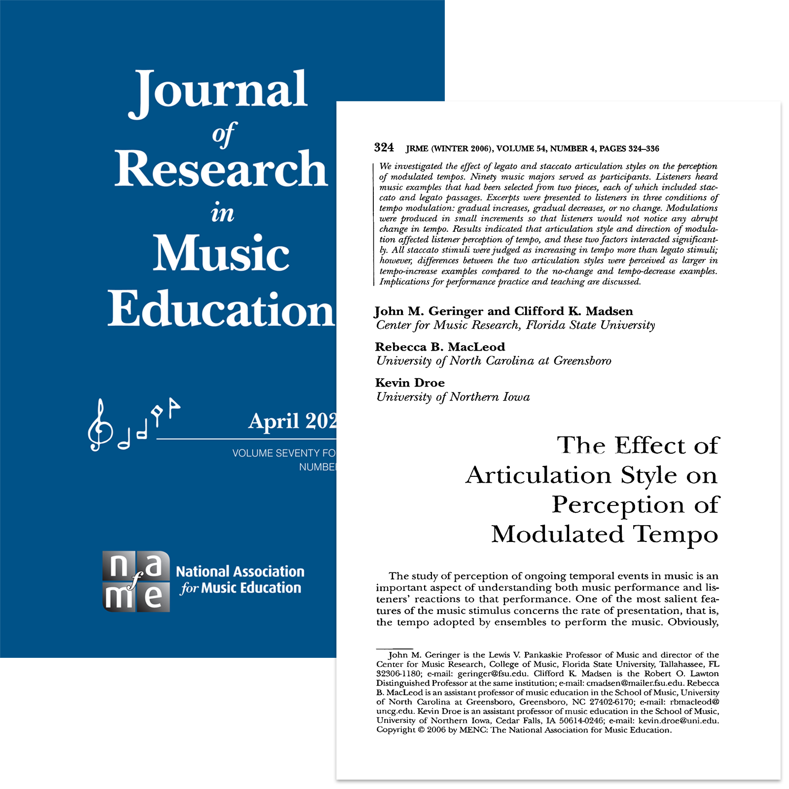 The Effect of Articulation Style on Perception of Modulated Tempo