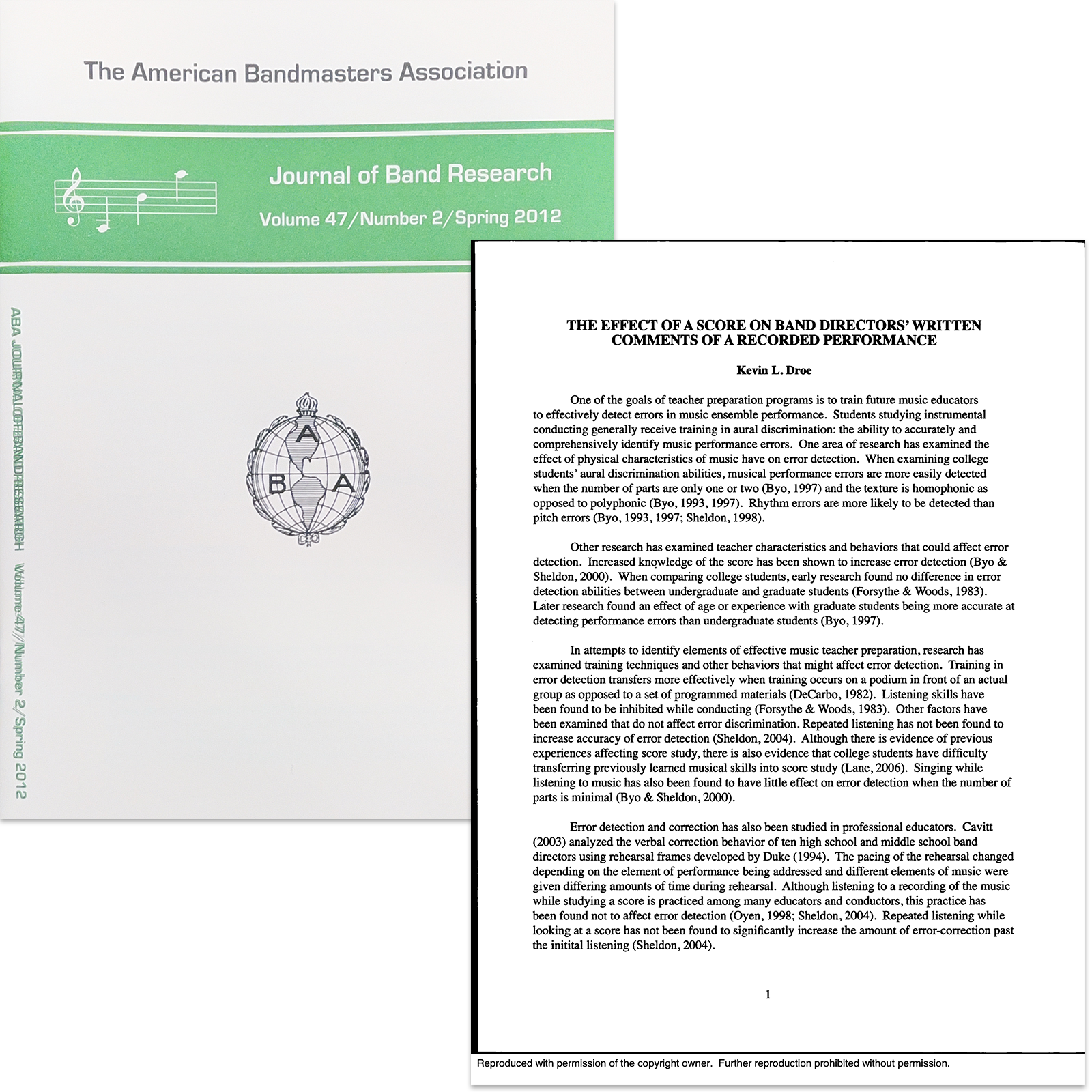 The Effect of Score on Band Directors’ Written Comments of a Recorded Performance