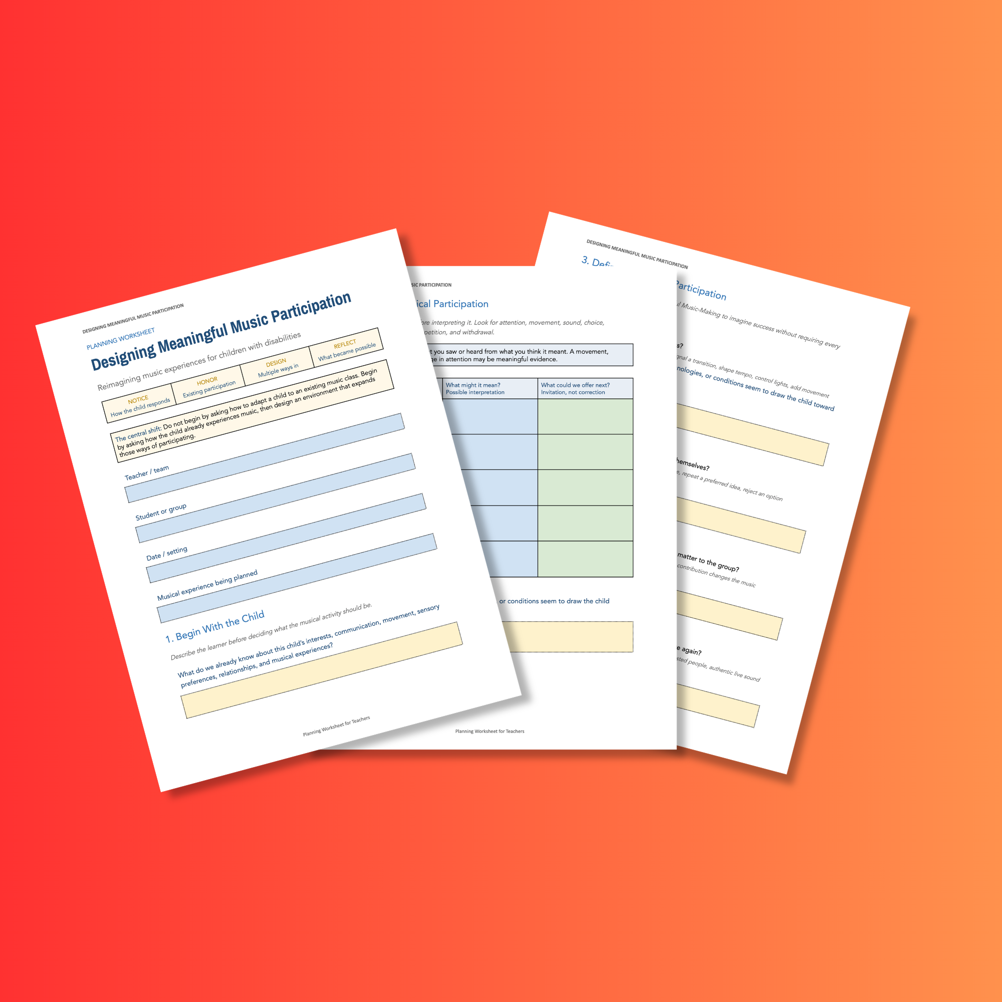 Designing Meaningful Music Participation Worksheet