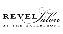 Revel Salon at the Waterfront logo in black and white.