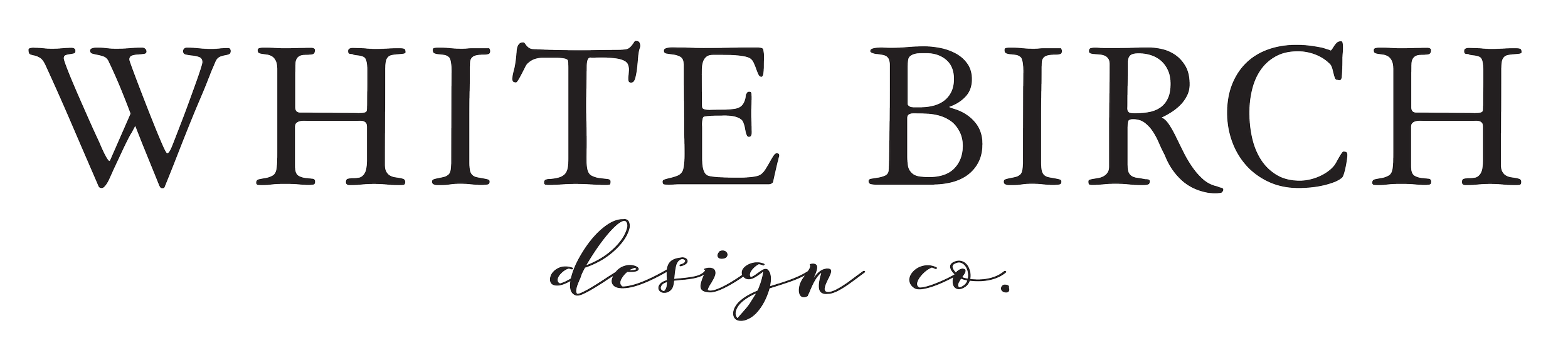 White Birch Design Co. logo in black and gray text with a minimalist design