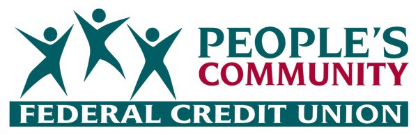 Logo of People's Community Federal Credit Union featuring three stylized human figures and text.