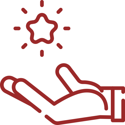 Illustration of a hand throwing a star-shaped spark or burst.