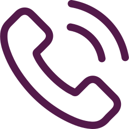 Purple phone receiver icon with sound waves