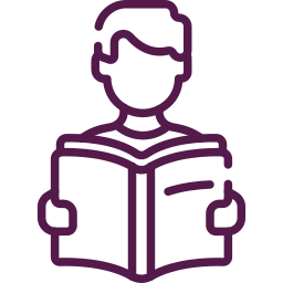 Outline drawing of a person reading a book