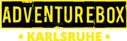 Yellow and black AdventureBox Karlsruhe logo with bold text