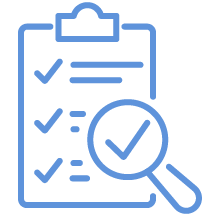 Checklist with a magnifying glass over a large checkmark