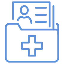 File folder with a medical cross symbol and a profile picture of a healthcare professional