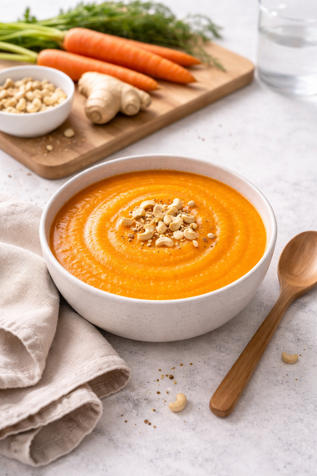 Carrot Ginger Soup with Cashews