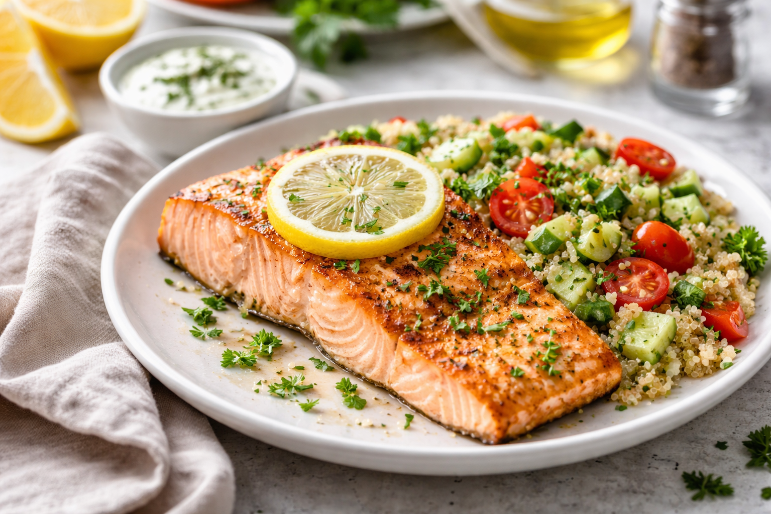 Grilled Salmon with Lemon Herb Finish