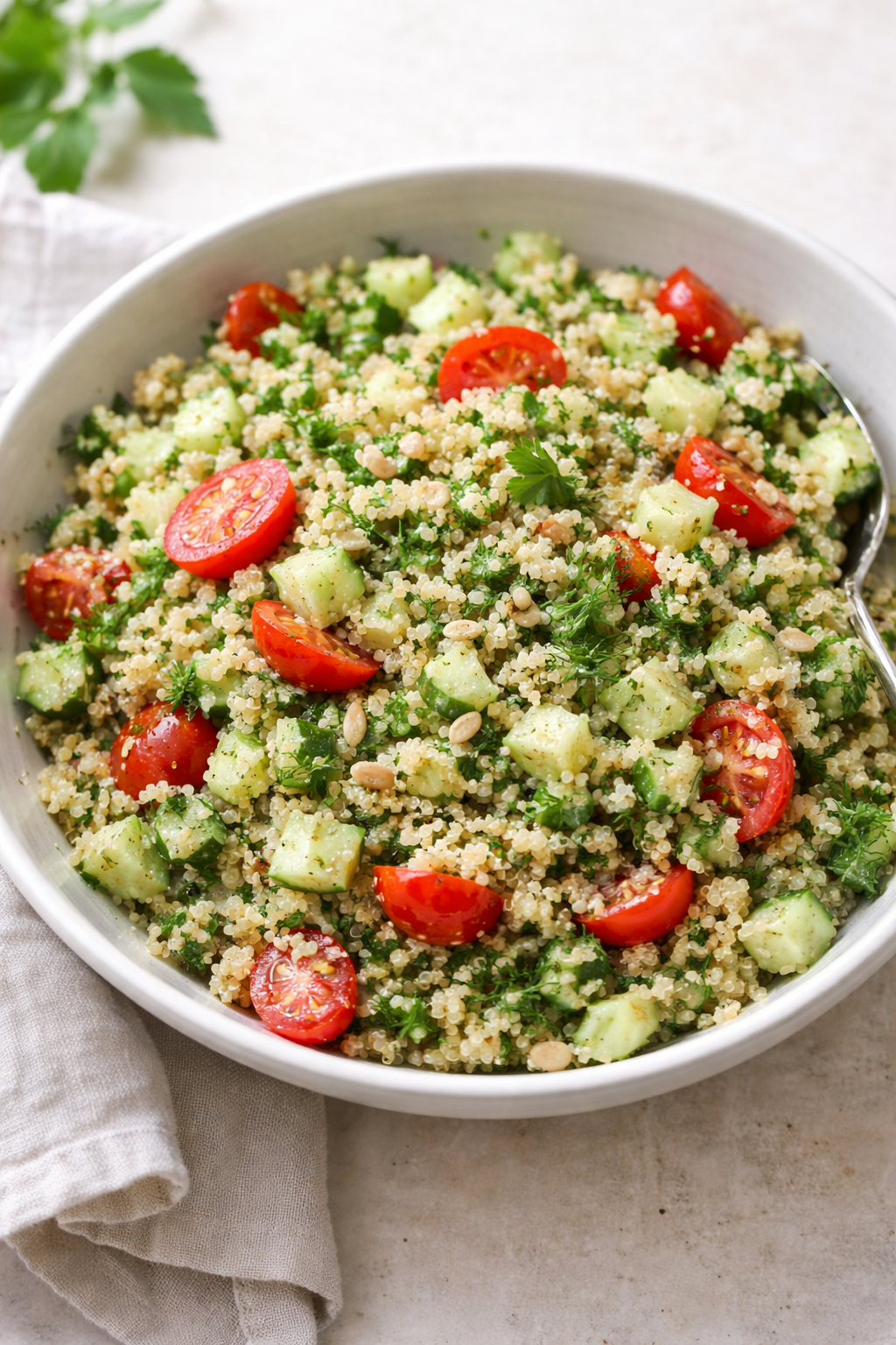 Warm Lemon Herb Quinoa with Shallots &amp; Toasted Seeds