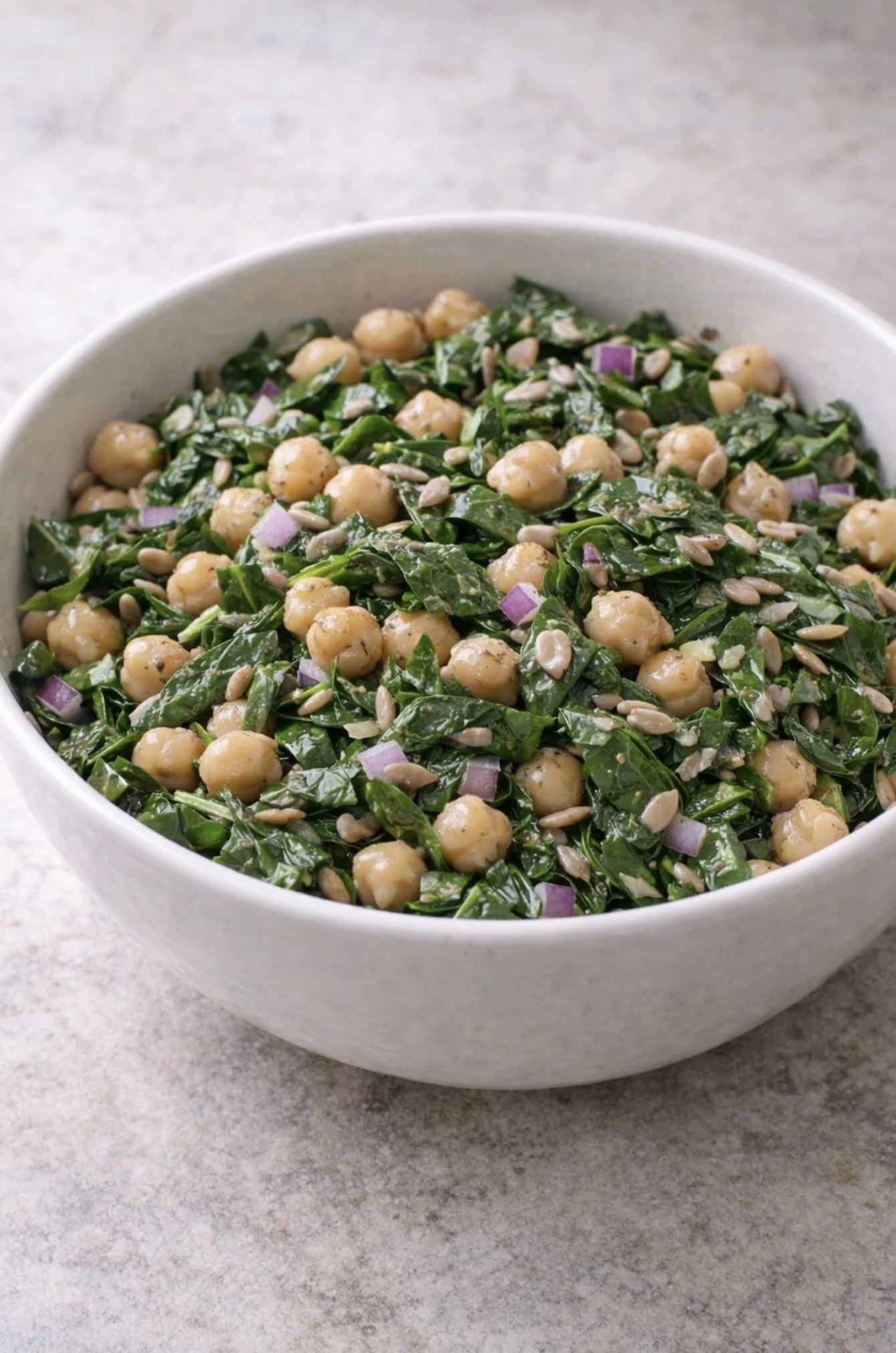 Chickpea &amp; Spinach Salad with Lemon Garlic Vinaigrette&nbsp;