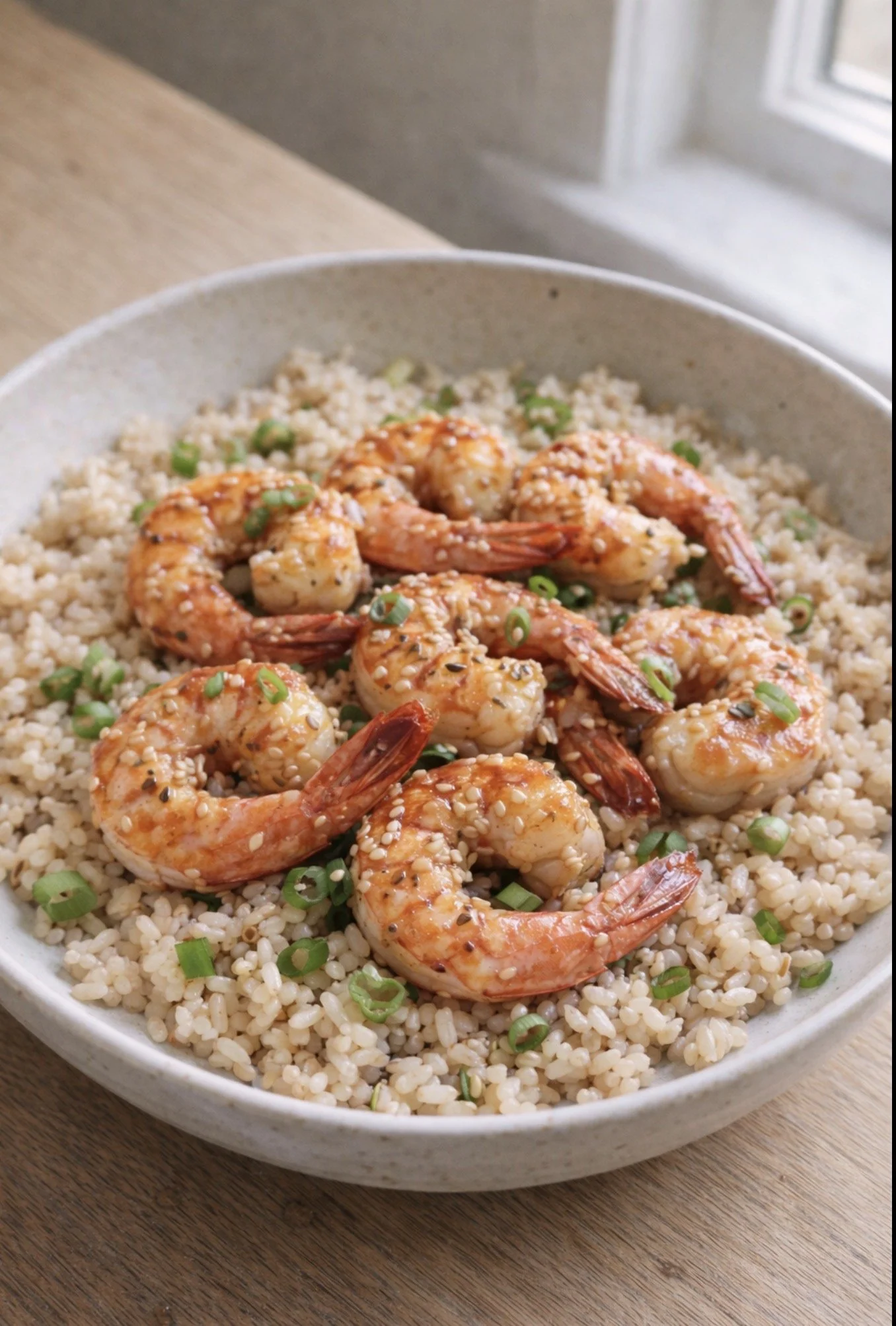 Sesame Shrimp with Garlic, Ginger &amp; Scallions