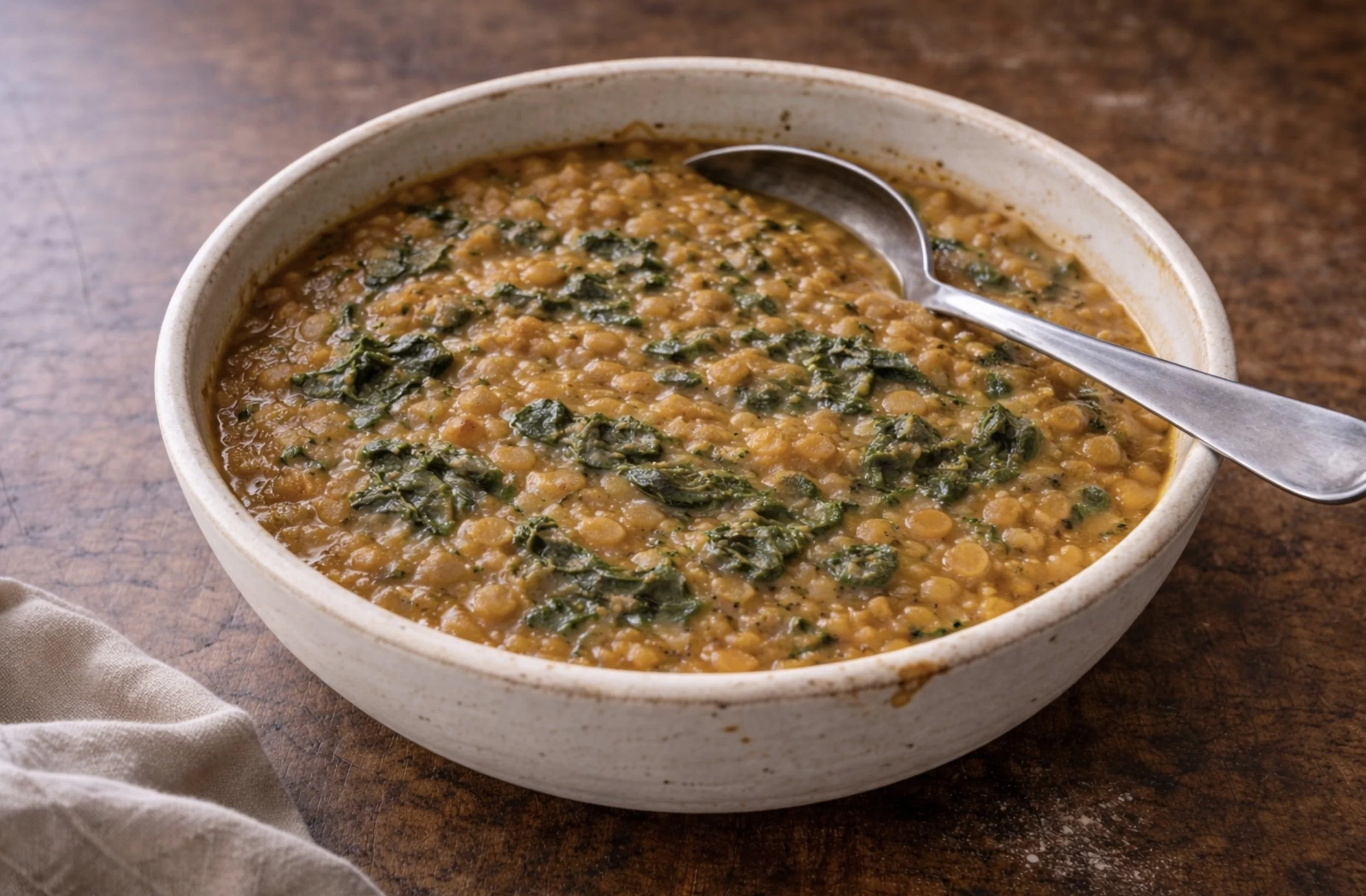 Red Lentils with Spinach