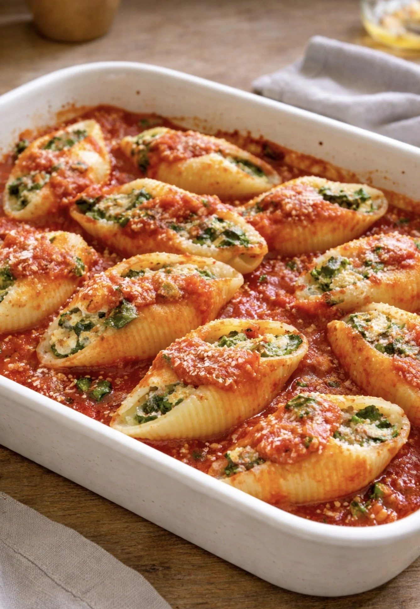 Stuffed Shells with Spinach and Tomato Sauce