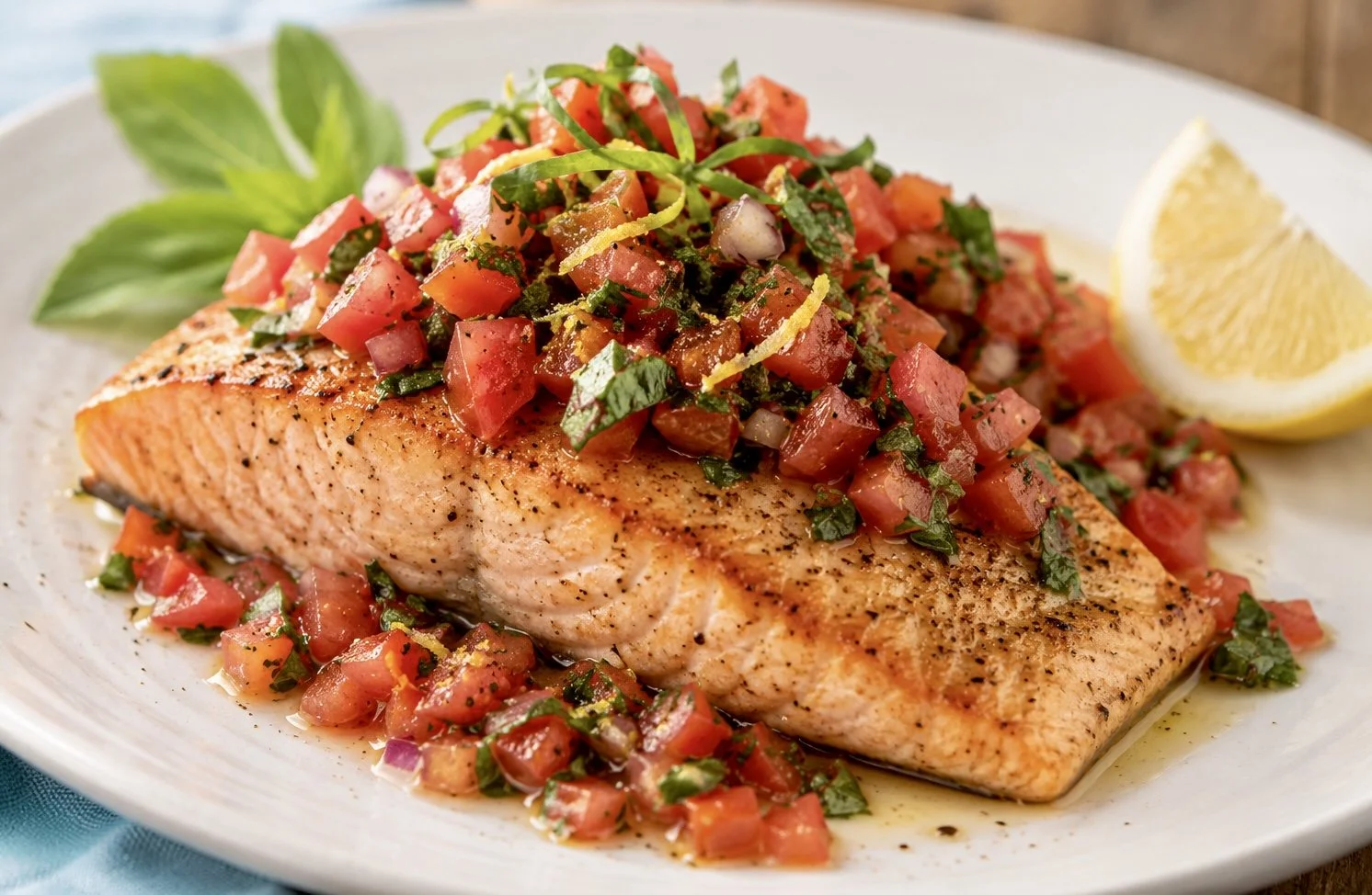Salmon with Tomato Sorrel Salsa