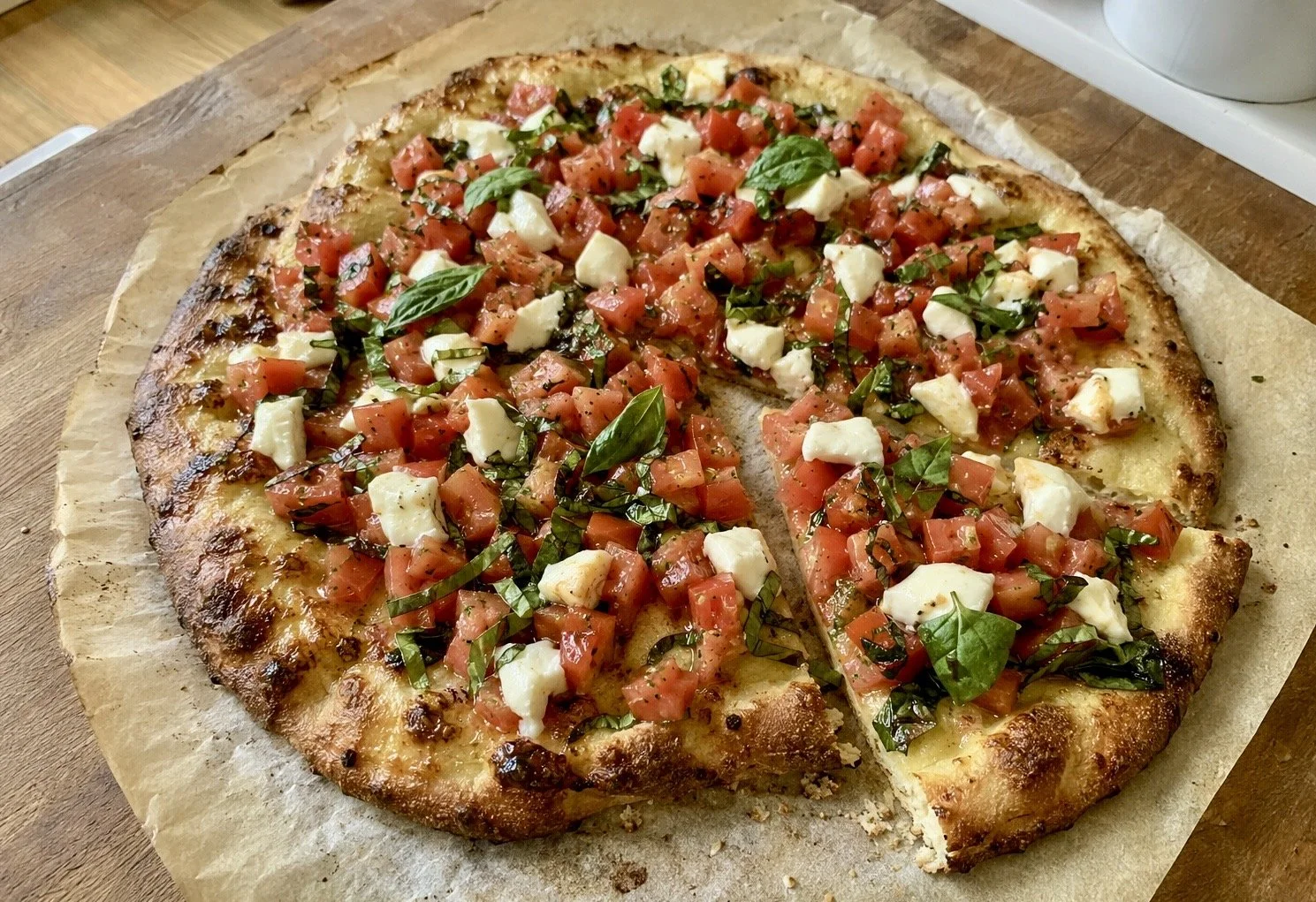 Fresh Tomato and Basil Pizza