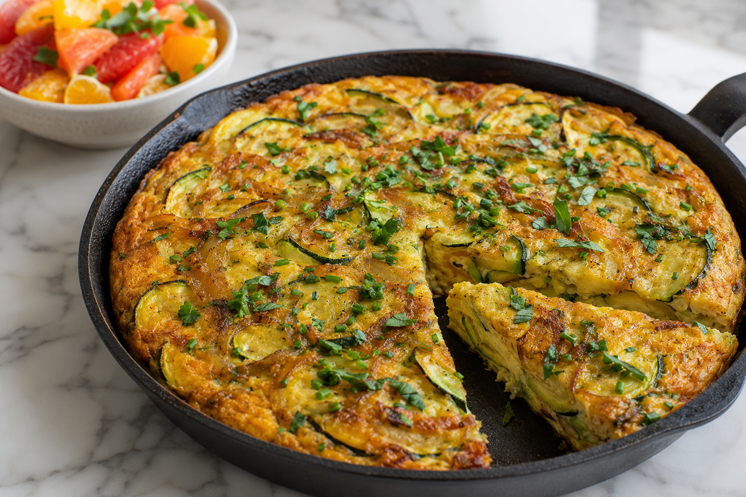 Caramelized Onion and Zucchini Frittata with Fresh Herbs