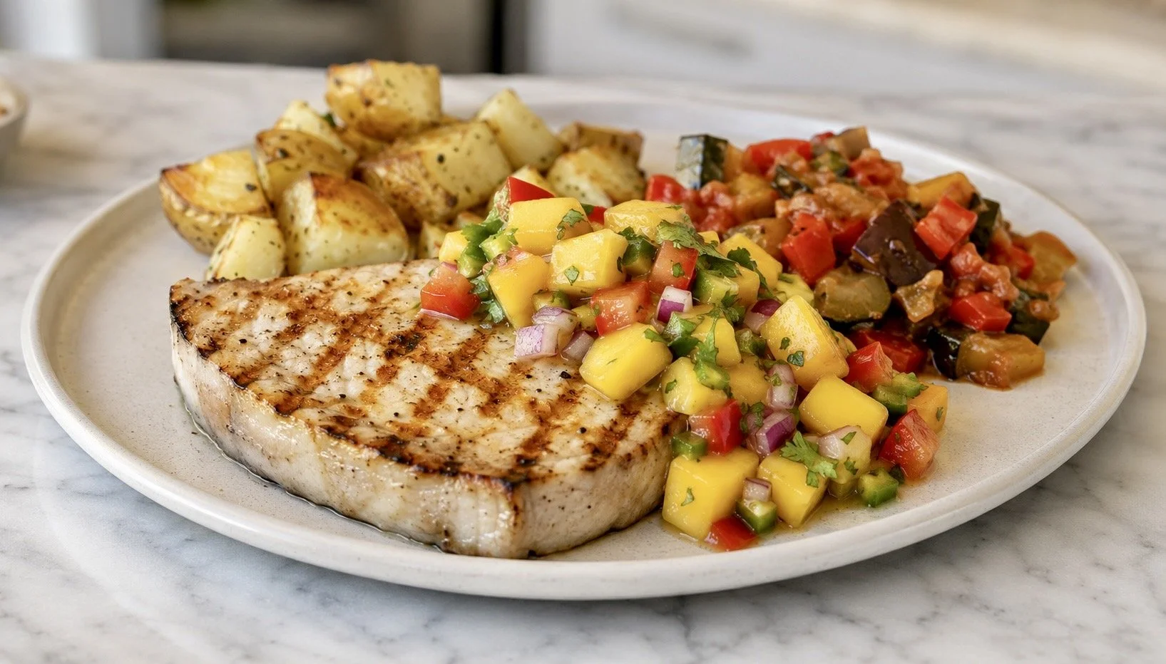 Grilled Swordfish with Fresh Mango-Ginger Salsa
