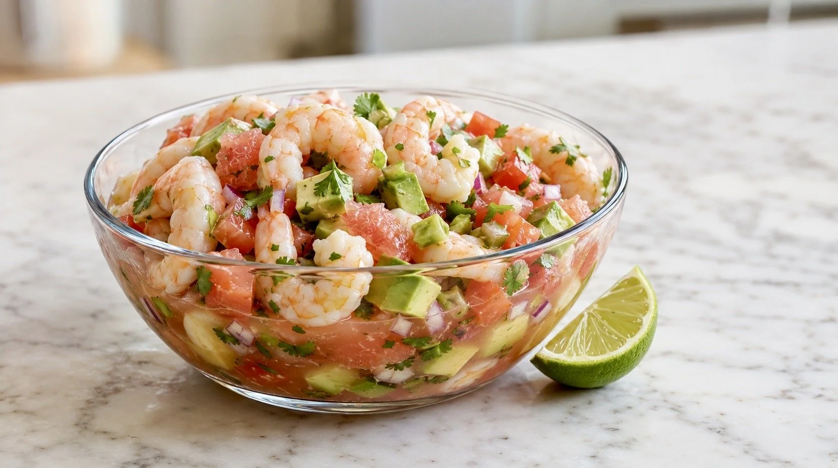 Shrimp and Avocado Cocktail with Grapefruit and Lime