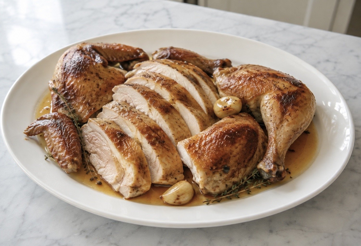 Roasted Chicken with Honey Pan Sauce