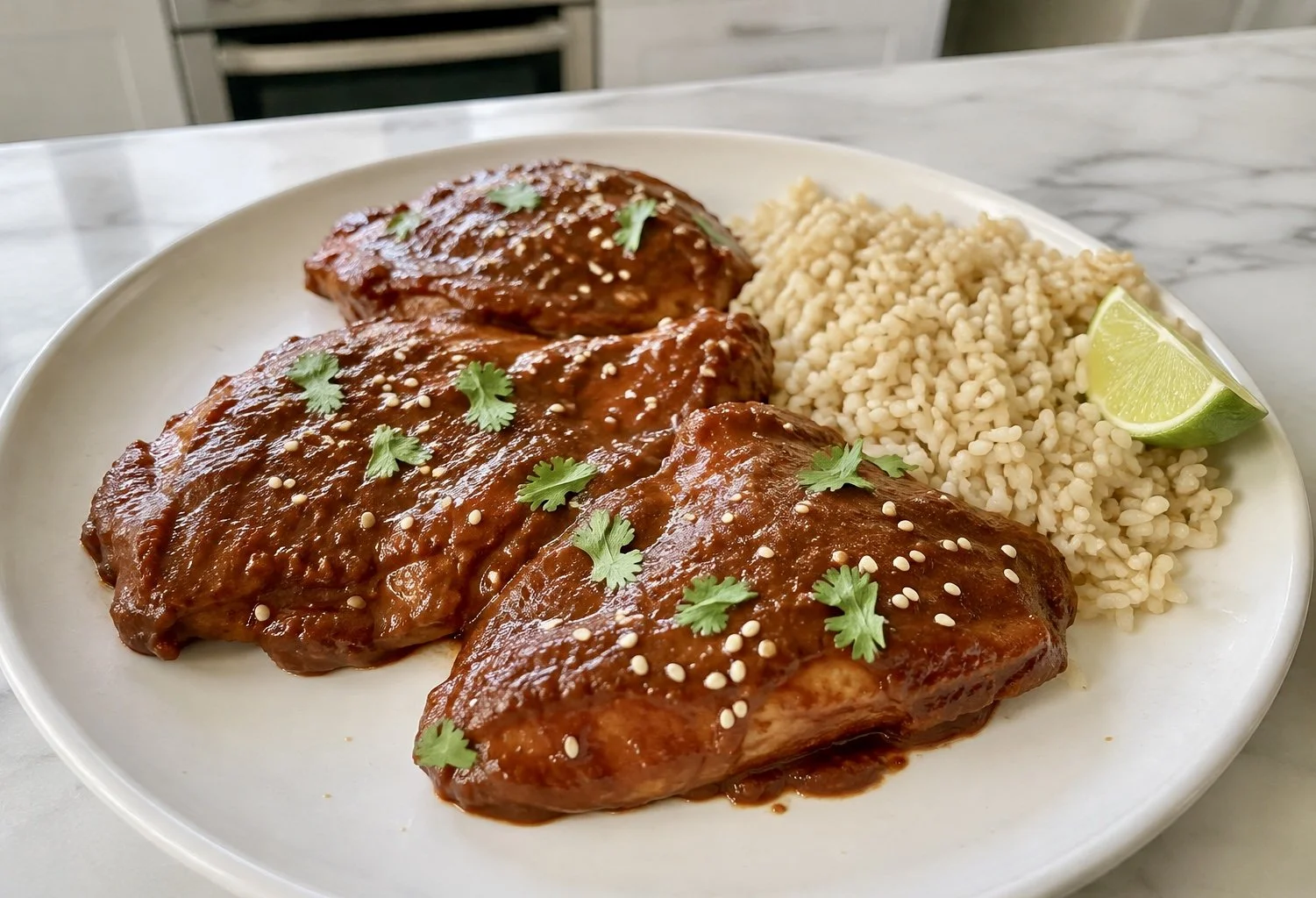 Chicken Breasts in Red Mole Sauce