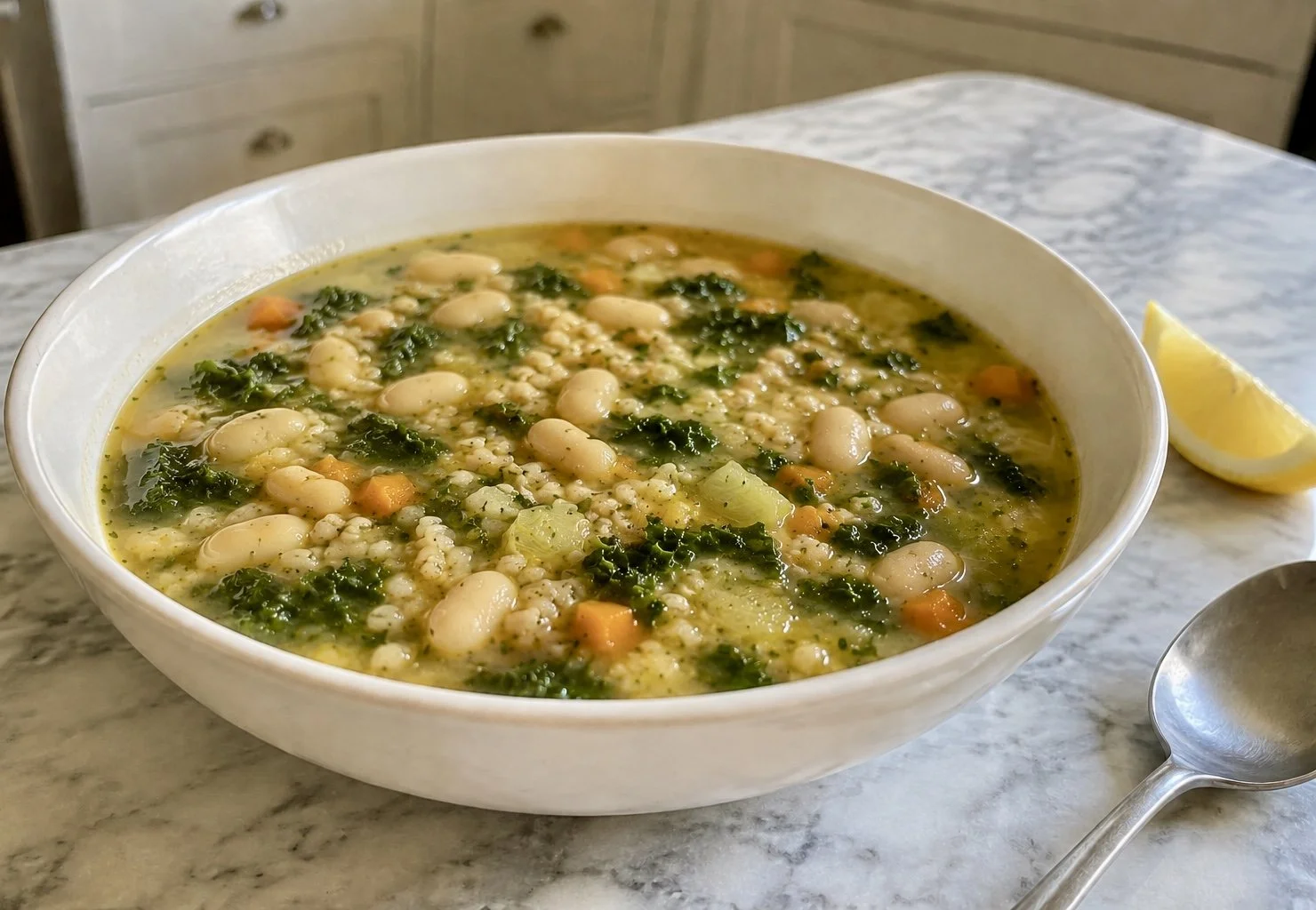 White Bean, Fennel and Farro Soup with Kale