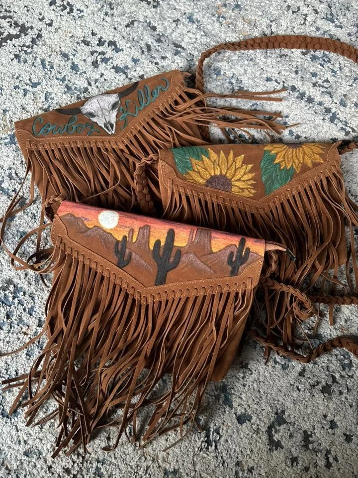Hand Painted Fringe Purse