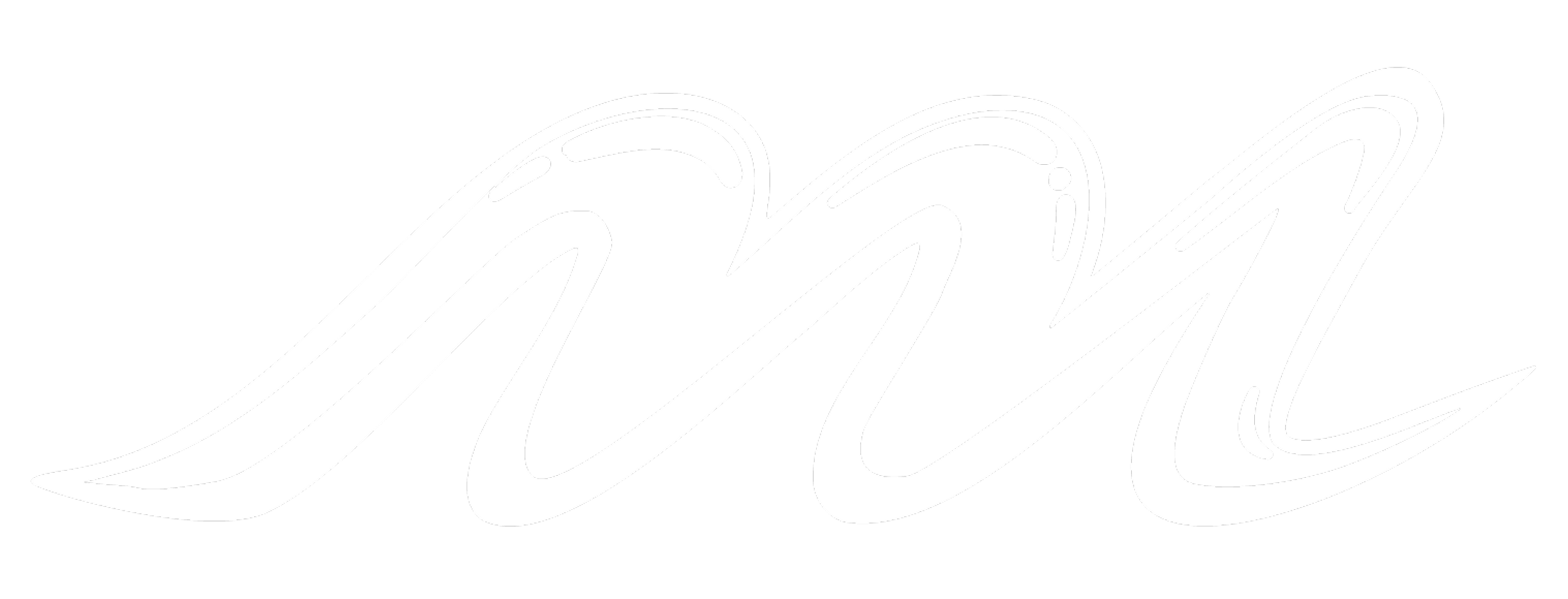 White stylized cursive text spelling out 'MM' against a black background.