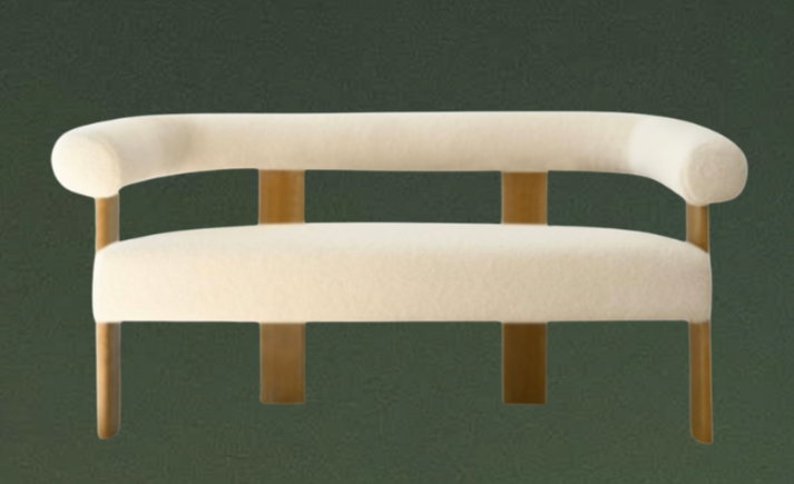Boucle White Modern wood Sofa. $150